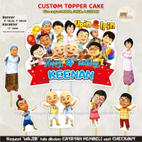 Topper Cake UPIN-IPIN Pakai Nama - Dekorasi Ulang Tahun Anak Hiasan Kue Upin-Ipin Custom Nama