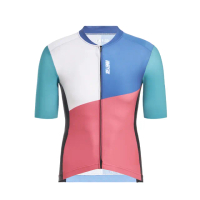 【NINETYSIX】SHINE 短袖車衣 松石藍紅(短袖夏季簡約純色競賽男女款自行車服)