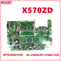 X570ZD With R5-2500U R7-2700U CPU GTX1050-V2G GPU Mainboard For ASUS X570 X570Z X570ZD YX570ZD YX570Z X570DD Laptop Motherboard