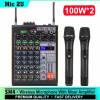 Wireless Karaoke Microphone bluetooth With 4 Channel Sound Mixer 16DSP Speaker System with 2*100w power Audio amplifier