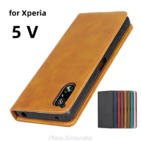 Leather case for Sony Xperia 5 V Flip case card holder Holster Magnetic attraction Cover Case for Sony Xperia 5 V Wallet Case