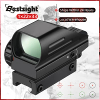 Tactical Reflex Sight Red Green Laser 4 Reticle Holographic Projected Red Dot Sight Airgun Scope Hunting 20mm Rail Mount AK
