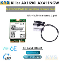 AX 1690i Wi-Fi 6E AX411 For intel Killer AX1690i WIFI 6E Speed 2.4 Gbps 802.11ax 2.4/5/6GHz Bluetooth 5.3 BT5.3 AX411NGW