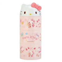 小禮堂 Hello Kitty 日製 造型蓋三層微波便當盒 圓形便當盒 塑膠便當盒 保鮮盒 (粉 大臉)