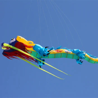 free shipping large kite pendant 18m dragon kite nylon soft kites for adults toys Chinese traditional kite flying beach kites