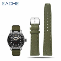 EACHE Sailcloth Watch Band Stainless Steel Pin Buckle Front Canvas Back Leather Watch Strap Width 20mm 21mm 22mm For Men