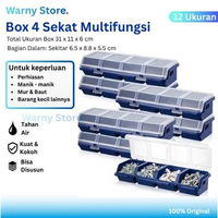 Box Tempat penyimpanan 4sekat multifungsi untuk baut perhiasan dll bisa disusun