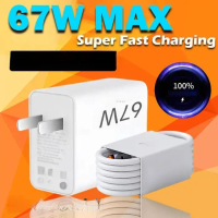 ที่ชาร์จเร็วเทอร์โบ 67 วัตต์ สำหรับ Xiaomi รุ่น Redmi Note 13, 12 Pro, Mi, Poco F5 พร้อมพอร์ต USB Ty