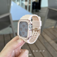 applewatch7一體式冰川透明錶帶適用蘋果手錶iwatch創意運動硅膠 全館免運