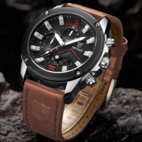 DIVEST Top Brand Casual Fashion Watches for Man Leather Wrist Watch Chronograph Army Military Quartz Watches Relogio Masculino