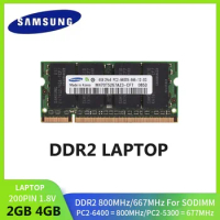 SAMSUNG DDR2 SODIMM Notebook Memory 667Mhz PC2-5300s 800MHz PC2-6400S Non ECC Unbuffered 1.8V CL5 2RX8 200Pin Laptop RAM 4GB 2GB