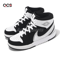 Nike 休閒鞋 Air Jordan 1 Mid RM Easyon GS 大童 女鞋 黑 白 銀 大勾 FQ1281-001