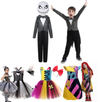 New Halloween Costume for Boys The Nightmare Before Christmas Cosplay Sets with Mask Jack Suit and Pants Carnival Party Outfits