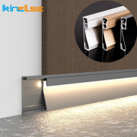 1m 60/80mm Aluminium Profile Bar Light 2-in-1 Combo Metal Baseboard LED Hard Strip Lamp Channel Floor Wall Skirting Linear Lamp
