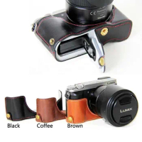 2017 new Leather Camera case bag for Panasonic LX10 LUMIX LX10 Digital Camera Leather Half Body Camera Strap Camera Video Bag