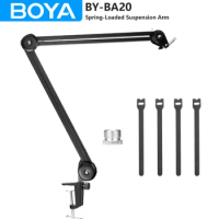 BOYA BY-BA20 Microphone Boom Arm Spring-Loaded Suspension Arm for Live Streaming Podcasting Home Studio Video Gaming Recording