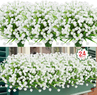 Ouddy Decor 24 Bundles Artificial Flowers for Outdoors UV Resistant Fake Plastic Plants Faux Boston 