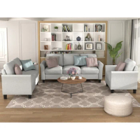 Convertible Sectional Sofa Set Living Room Sets Furniture Armrest Fabric Sofa Single Chair Sofa Loveseat Chair 3-Seat Sofa