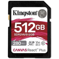 【Kingston 金士頓】512GB SDXC Canvas React Plus V60 280MB/s SDR2V6/512GB UHSII 記憶卡(相機記憶卡)