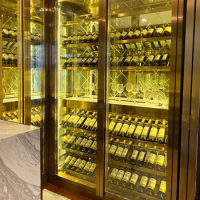 Metal red wine cabinet villa constant temperature red wine cellar western restaurant display wine cabinet