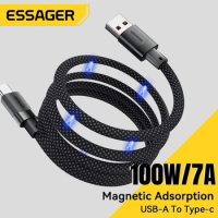 Essager 7A Magnetic Fast Charger Cable USB A To Type C Magic Rope USBC Magnetic Cable Self Winding Cable For Vivo Oneplus OPPO