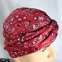 Bohe Style Paisley Print Turban Head Wrap for Men Satin Lining Stretchy Durag Men's Hip Hop Headband Biker Headscarf