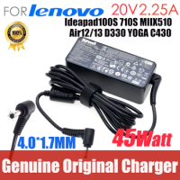 Original AC adapter FOR Lenovo Ideapad 100S 710S 310 MIIX510 Air12/13 D330 330S-13/14 120S 320 PA-1450-55LN 20V 2.25A Charger