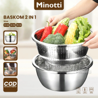 Minotti Wadah Cuci Beras Buah Sayur Baskom Dapur Bakul Saringan Wadah makanan Wadah Sup Baskom Stain