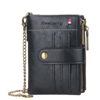 Multifunctional Short Bifold Card Wallet Men Luxury Hasp&amp;zipper Coin Purse Retro Men’s Leather Wallets Credit Card Holder Purses
