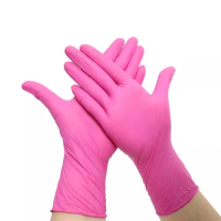 50PCS Nitrile Gloves Disposable Fuchsia Pink Latex Powder Free Household Kitchen Gloves Gardening Baking Tattoo Beauty Gloves