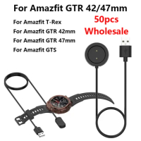 50pcs Charging Cable For Xiaomi Huami Amazfit GTS T-Rex GTR 47mm/42mm Smart Watch USB Charger Cradle Fast Charging Power Cable