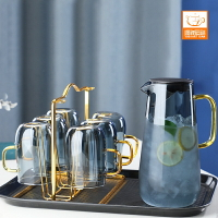 北歐創意冷水壺可加熱玻璃涼水壺大容量家用果汁壺開水壺水杯套裝