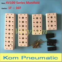 4V110-06 4A120-06 Pneumatic Solenoid Valve Manifold Base Board Air Exhaust Plate Airtac Type 4V100 100M-4F 6F 8F 1-16 Station