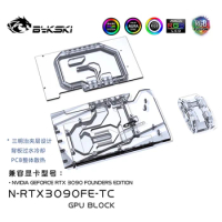 Bykski Water Block Use for NVIDIA RTX 3090 Founders Edition Backplane Water Cooling GPU Card / Full Cover Copper Radiator