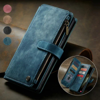 CaseMe Zipper Wallet Case Note 20 Ultra For Samsung S22 S21 S10 Plus S20FE Leather Stand Case For Galaxy Note 10 Phone Cover