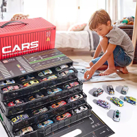 Xe đua mini kéo lại, Bộ 48 chiếc, với hộp đựng, dành cho trẻ em, Xe đua đúc khuôn mini, Thích hợp là