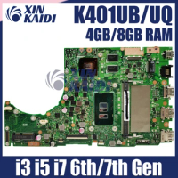 K401UB Laptop Motherboard For ASUS K401U A401U K401UQK A401UQ V401UQ V401U Mainboard With 4GB/8GB RAM I3 I5 I7 6th 7th Gen