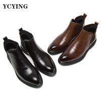 YCYING Winter Chelsea Boots Men Leather Shoes Men Ankle Boots Fashion Brand Autumn Winter Male Footwear 2023