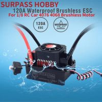 SURPASS HOBBY 120A ESC Waterproof Brushless ESC Speed Controller T PLUG 120A for 1/8 1/10 1/12 RC Racing Car Boat