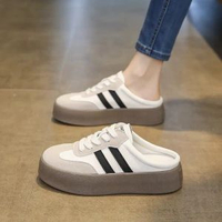 半拖鞋女夏外穿2025新款超火厚底包頭拖鞋懶人一腳蹬鞋子半托