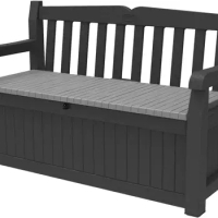Keter Solana 70 Gallon Storage Bench Deck Box for Patio Furniture, Front Porch Decor and Outdoor Seating – Perfect to Store Gard
