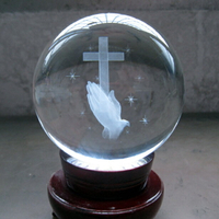 3D內雕水晶球擺件基督教禮品祈禱手圣母子復活節生日禮物送朋友