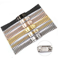 Rolamy 20mm Wholesale Glide Lock Replacement Straight End Watch Band Strap Bracelet For Omega IWC Seiko
