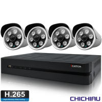【CHICHIAU】H.265 8路5MP台製iCATCH數位高清遠端監控錄影主機(含四合一1080P SONY 200萬畫素6陣列燈監視器攝影機x4)