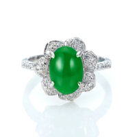 【DOLLY】緬甸冰種陽綠A貨翡翠 14K金鑽石戒指