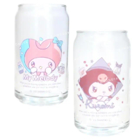 【小禮堂】Sanrio 三麗鷗 造型玻璃杯 360ml - 罐頭造型 美樂蒂 酷洛米(平輸品)