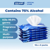 Alcean 75% Alcohol Wipes, 10 Wipes - 6 Packs