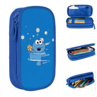 Cute Cookie Monster Pencil Case Double Layer Large-capacity School Accessories Pencil Box Birthday Gift