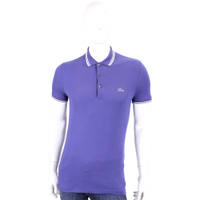 LACOSTE Slim Fit 紫色撞色領口短袖POLO衫(男款)