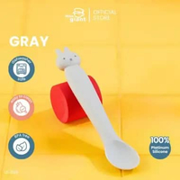 Little Giant LG 1134 SILICONE RABBIT SPOON WITH CASE | Sendok Garpu MPASI - Lavie Baby House Grey